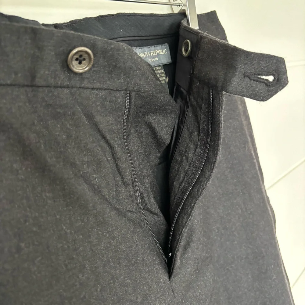 Banana Republic Men's Gavin Black Wool Trousers Size 33 x 30